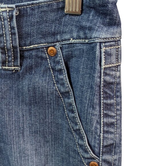 JEANSTAR Embroidered Cuffed Stretch Jean Capris Dark Wash Size 4 - Picture 6 of 14